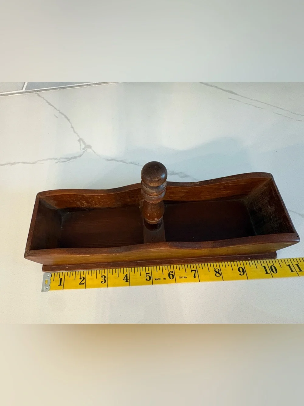 Vintage Wooden Cracker Caddy/ Utensil Tray - Farmhouse Spindle Organizer